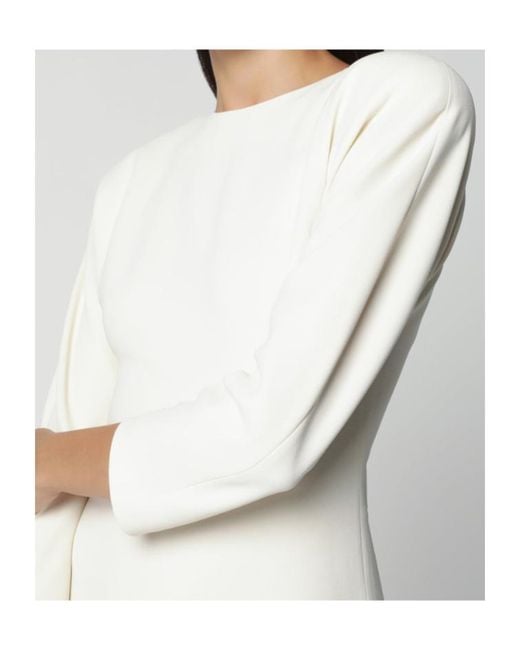 ANDAMANE White Midi Dress With Rounded Shoulders