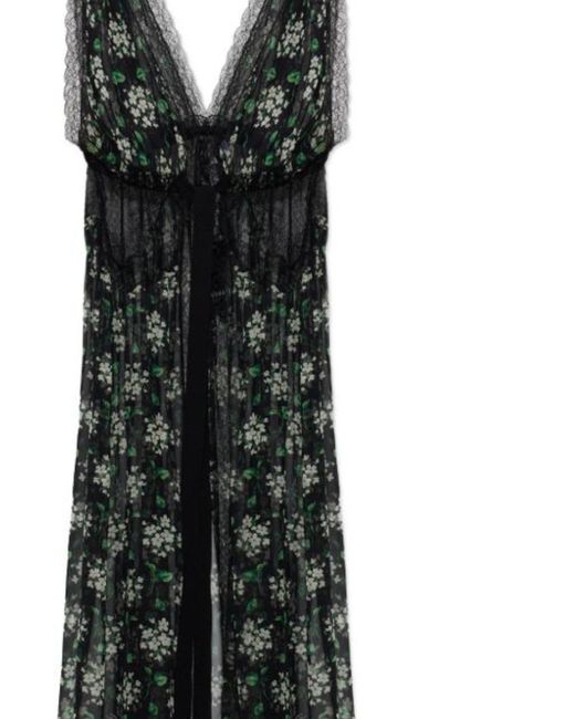 Dolce & Gabbana Black Sheer Floral Lace Maxi Dress