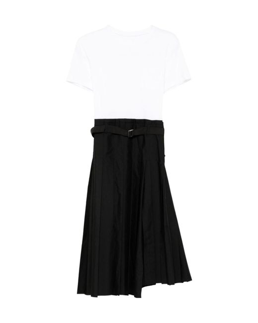 Sacai Black Pleat Detailing Dress
