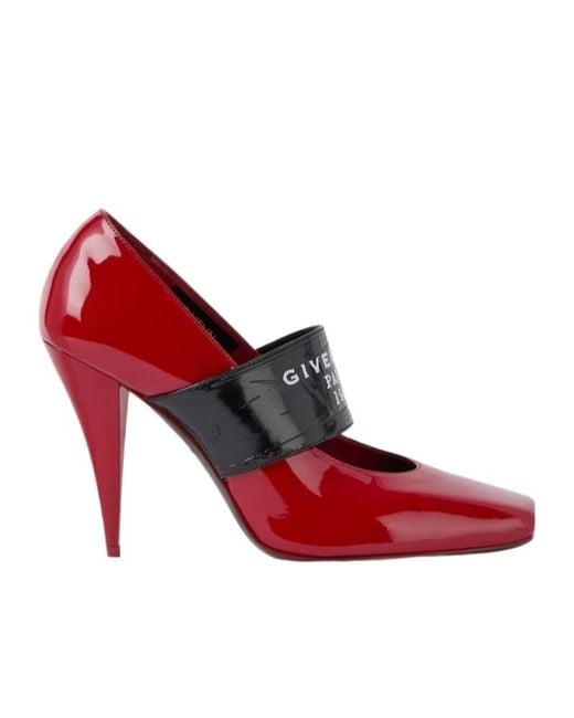 Givenchy Red Sliced Square Tape Pumps