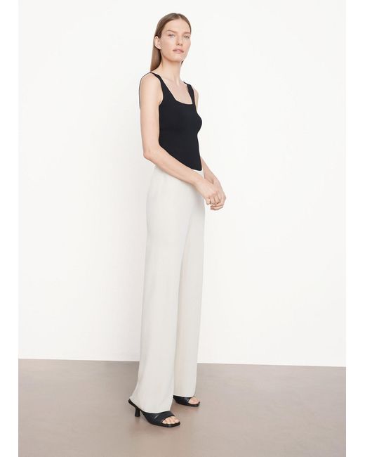 Vince White High-Waist Wide-Leg Trousers