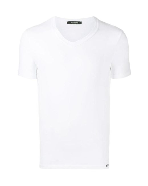 Tom Ford White V-Neck Jersey T-Shirt for men