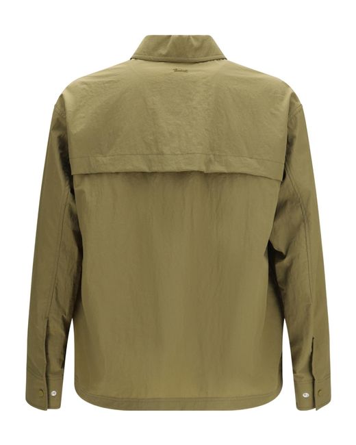 Herno Green Laminar Crinkled Dobby Shacket Jacket for men