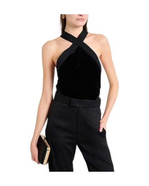 Saint Laurent Black Velvet Sleeveless Jumpsuit