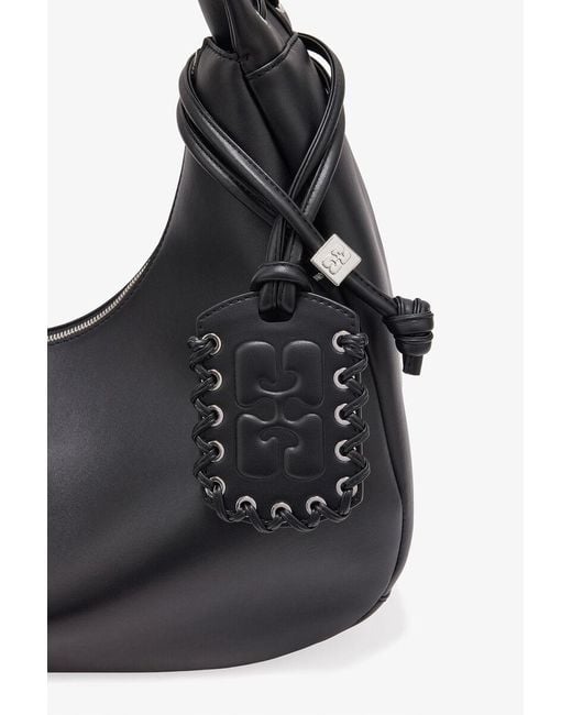 Ganni Black Medium Laces Hobo Bag