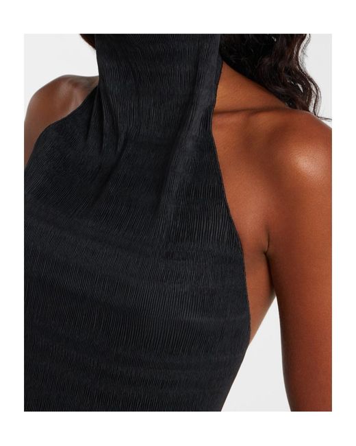 Magda Butrym Black Shirred Turtleneck Top