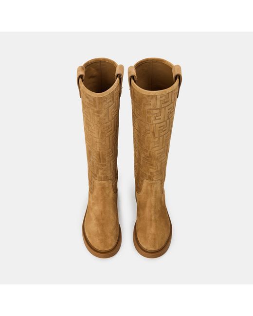 Fendi Brown Suede Filo Knee High Boots