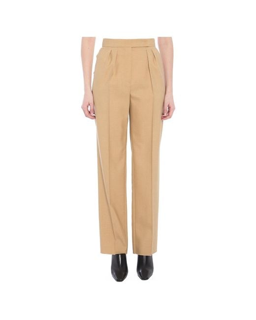 Max Mara Natural Pleated Tailored Trousers