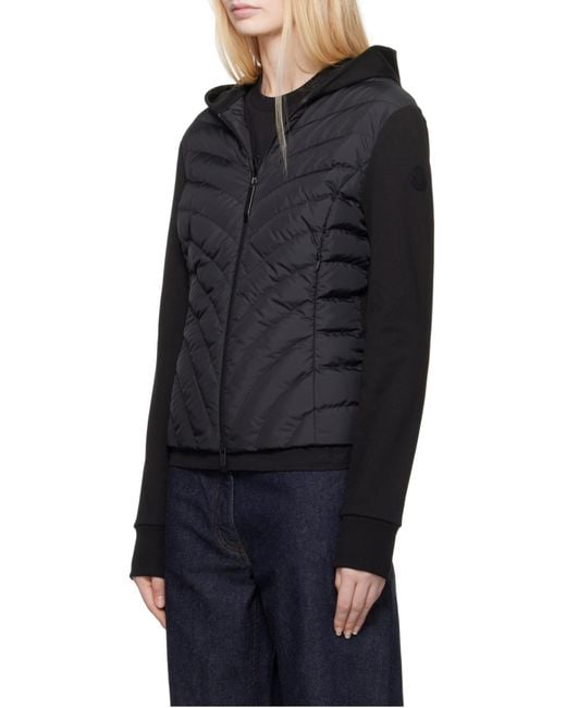 Moncler Black Padded Diagonal-Quilted Zip-Up Jacket