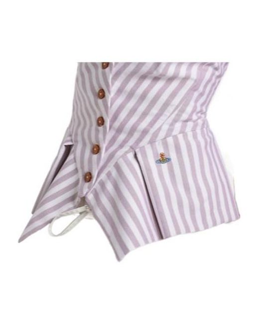 Vivienne Westwood Purple Lilac And Striped Strapless Corset-Style Top