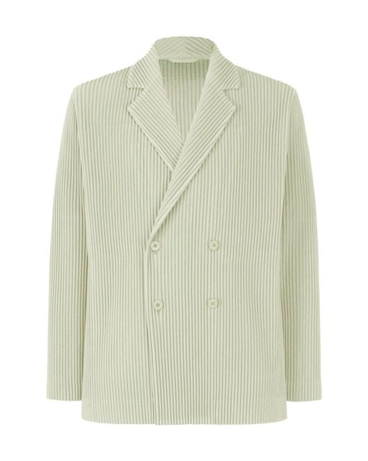 Homme Plissé Issey Miyake Green Homme Plissé Issey Miyake Double Breasted Pleated Tailored Blazer for men