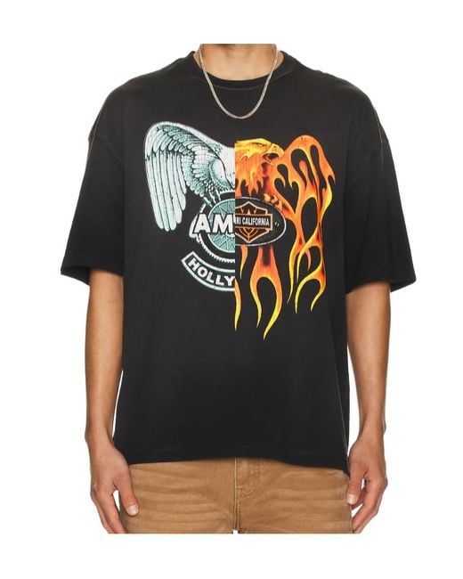 Amiri Black Spliced Logo Crewneck T-Shirt for men
