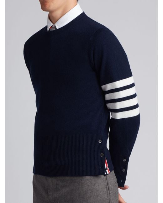 Thom Browne Blue Bar Knitted Jumper for men