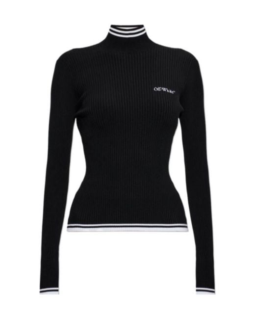 Off-White c/o Virgil Abloh Black Long-Sleeve High-Neck Knit Top