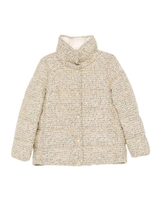 Moncler Natural Cochelle Tweed Short Down Jacket