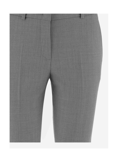 Ql2 Gray Casual Trousers With Belt Loops