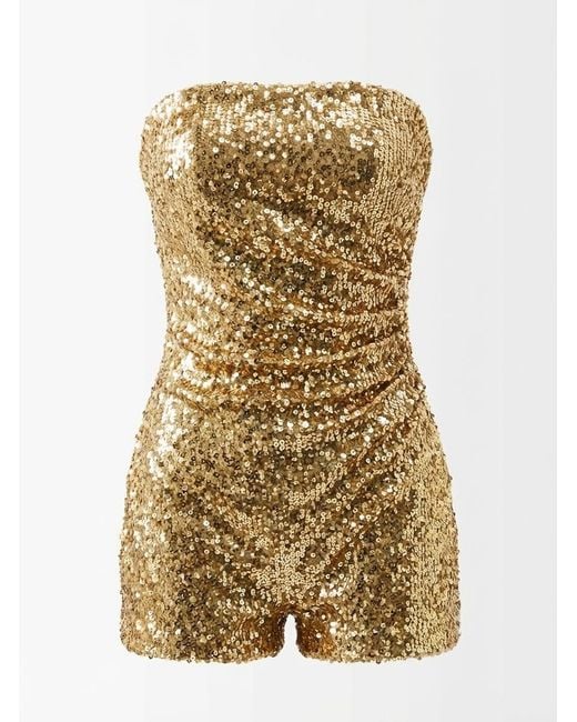 Gucci Metallic Embroidered Sequin Elastic Fabric Jumpsuit