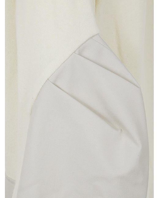 Sacai White Panelled Single-Breasted Cardigan