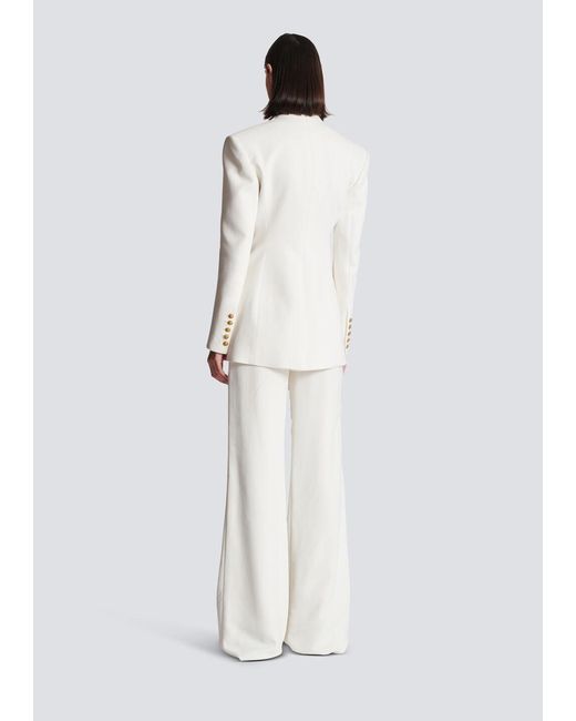 Balmain White Single-Breasted Straight Hem Blazer