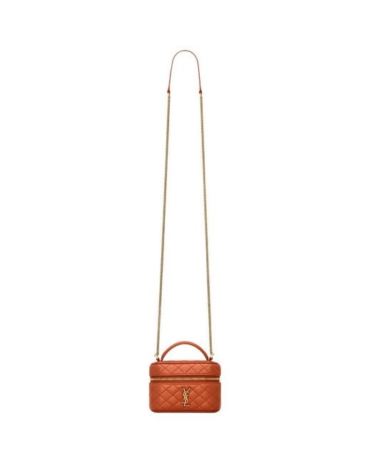 Saint Laurent White Gaby Micro Lambskin Cosmetic Bag