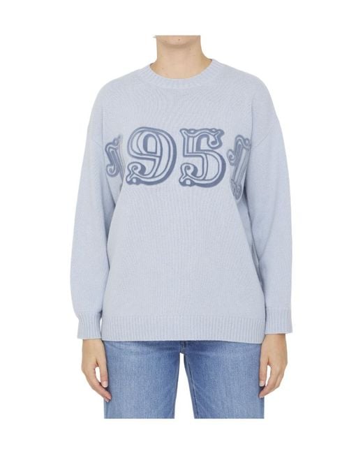Max Mara Blue Crewneck Long-Sleeved Jumper