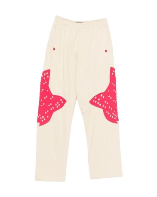 Kiko Kostadinov Pink X Fox Lab Perforated Fox Fleece Joggers for men