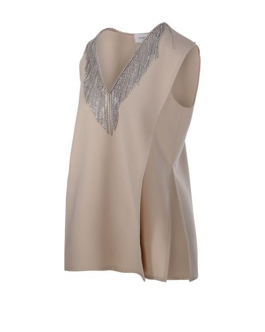 Sportmax Brown Faglia Embellished Sleeveless Top