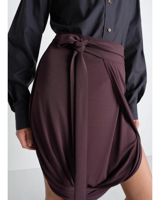 Lemaire Purple Tie-Detail Draped Midi Skirt