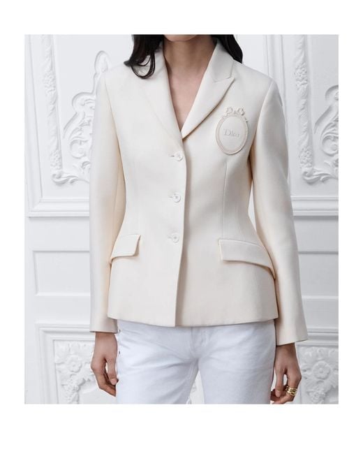 Dior Natural Christian Logo Patch Single-Breasted Blazer
