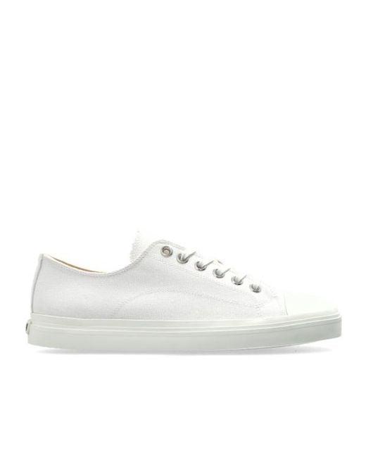 Moschino White Contrast-Stitched Lace-Up Sneakers for men