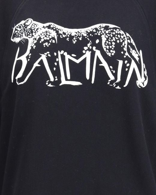Balmain Blue Leopard Print High Neck Sweatshirt