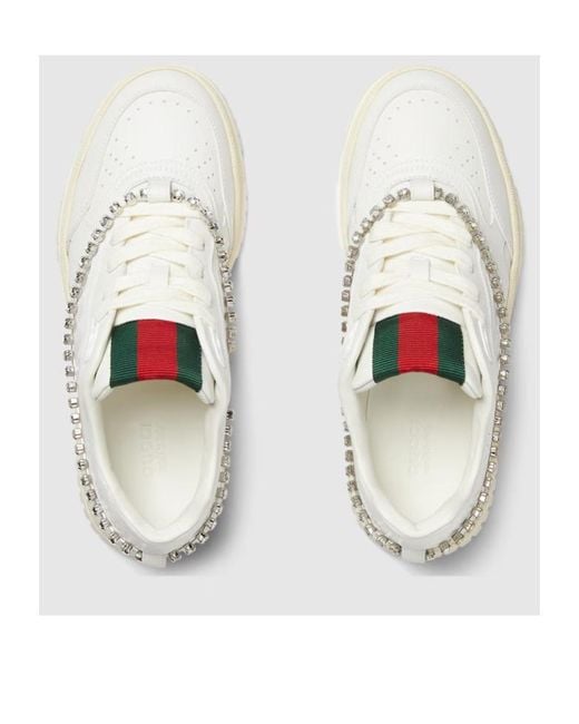 Gucci White Re-Web Sneakers