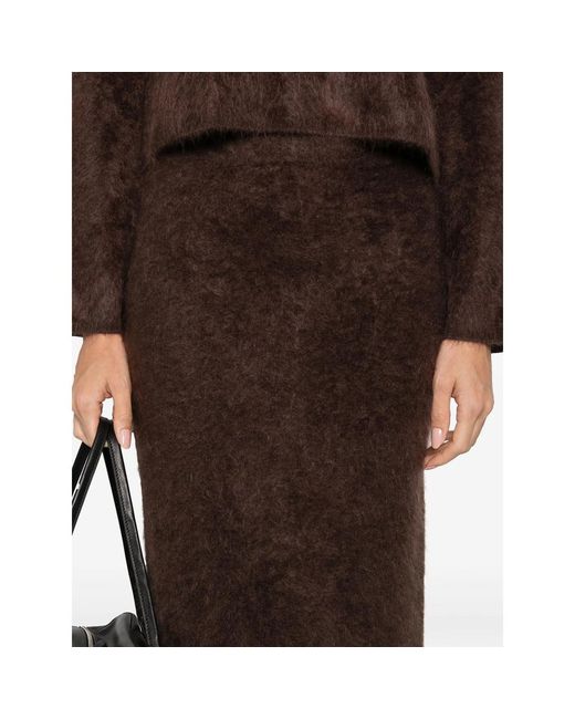 Soft Goat Brown Brushed Longuette Skirt