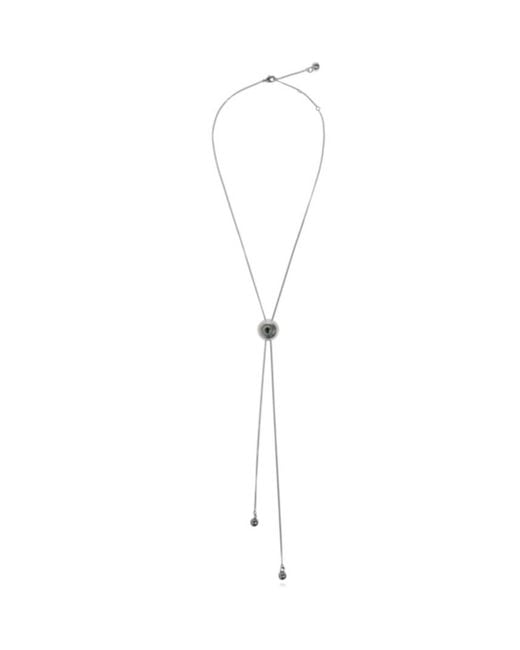 Lemaire White Cat Eye Rattle Bolo Tie Necklace for men