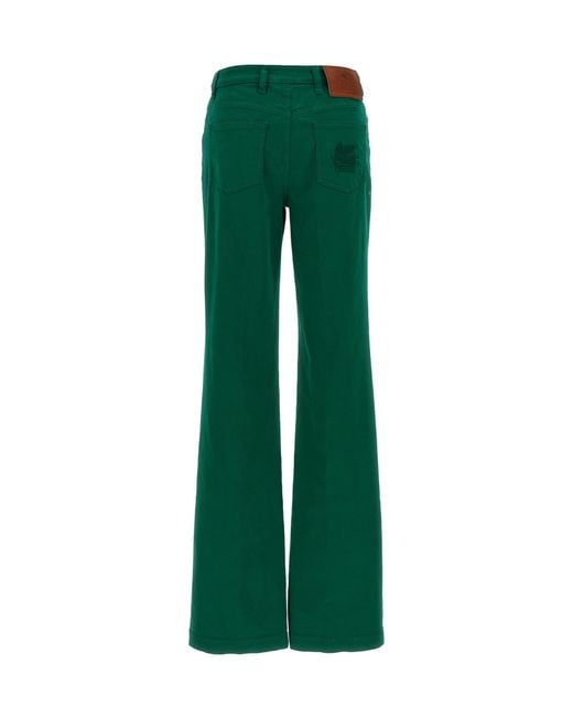 Etro Green Logo Patch Straight-Leg Trousers