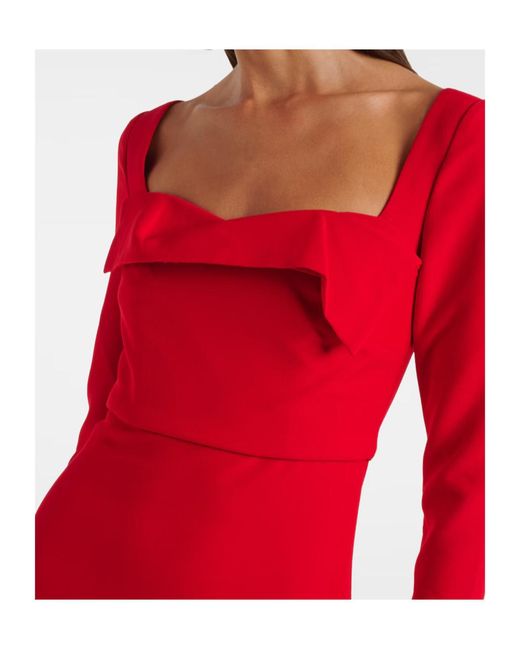 Roland Mouret Red Draped Crêpe Midi Dress
