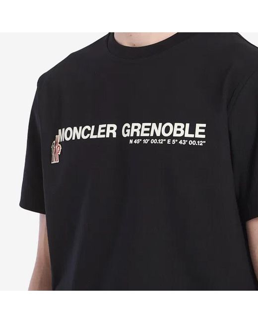 Moncler Black Grenoble Logo Embroidered Crewneck T-Shirt for men