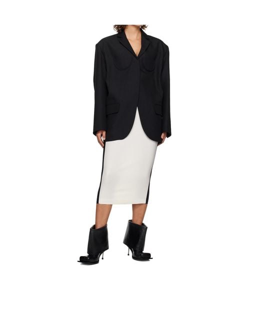 Pushbutton White Color-Blocked Trousers
