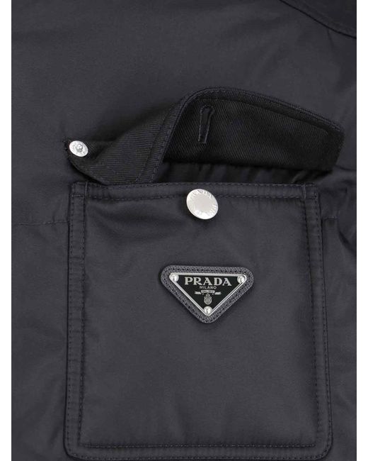 Prada Black Triangle-Logo Zipped Padded Jacket for men