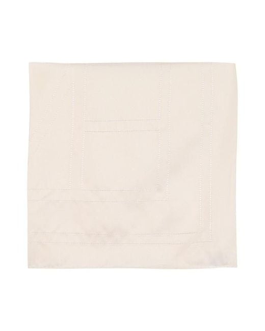 Totême White Embroidered Silk Scarf