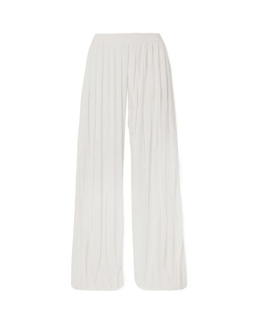 Loro Piana White Lanai Wide-Leg Casual Pants