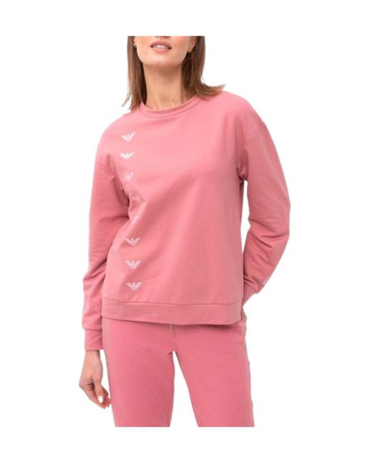 EA7 Pink Round Collar Logo Sweater
