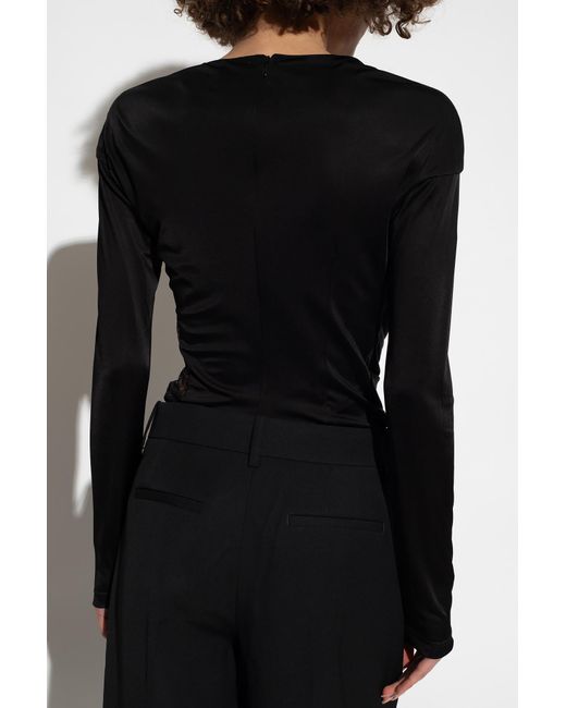 Givenchy Black Lace Insert Long-Sleeve Top