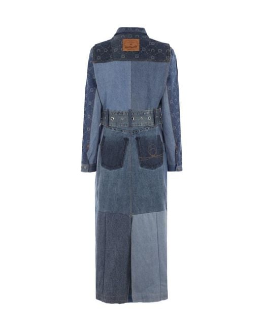 MARINE SERRE Blue Moon Printed Denim Coat