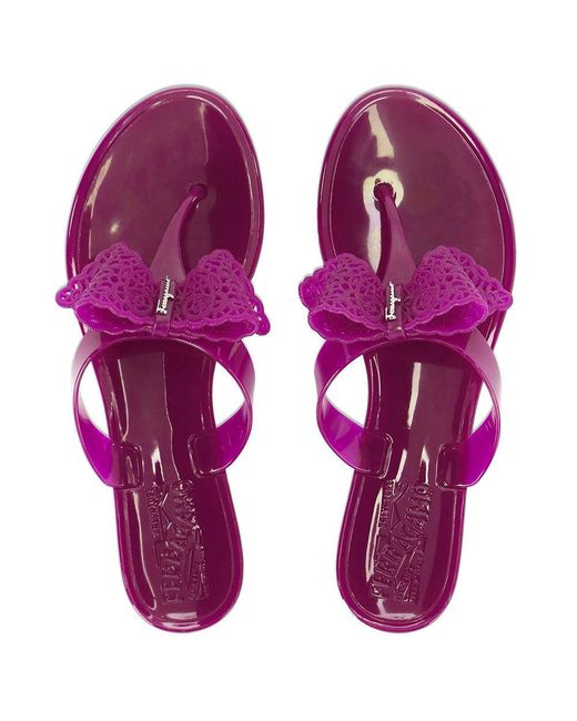 Ferragamo Purple Bowknot Clip Toe Cool Drag