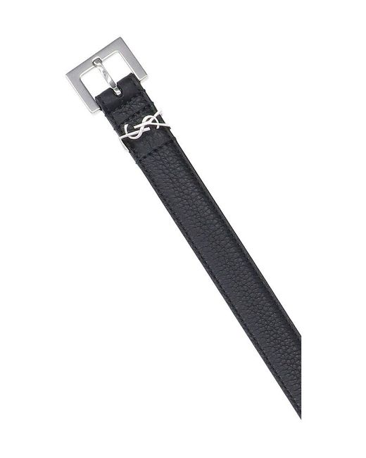 Saint Laurent White Monogram Appliqué Belt for men