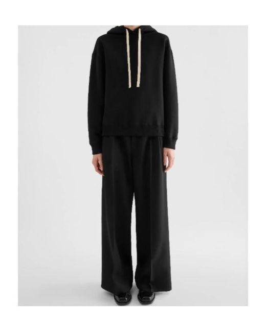 Jil Sander Black Cotton Terry Hooded Sweatshirt