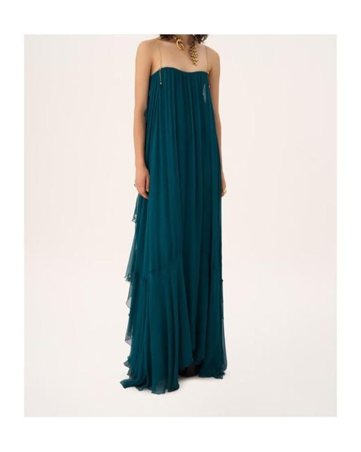 Chloé Blue Chloé Sleeveless Ruffled Long Dress