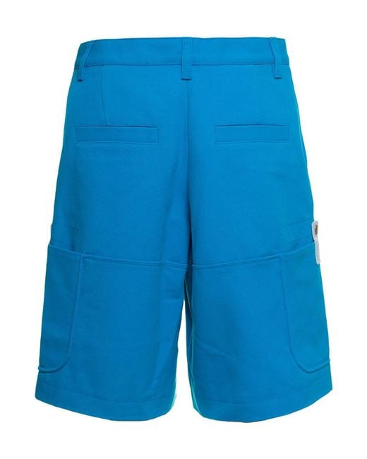 Jacquemus Blue Straight Leg Cargo Shorts for men