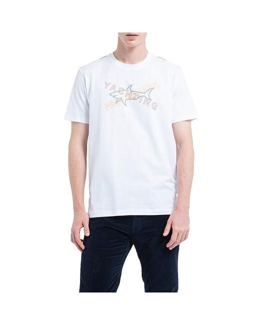 Paul & Shark White Logo T-Shirt With Round Neck Pattern for men